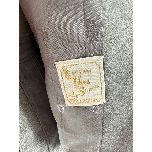 Vintage Yves St Simon Grey Suede Leather Skirt Suit Womens Size M Two-Piece - Picture 4 of 16